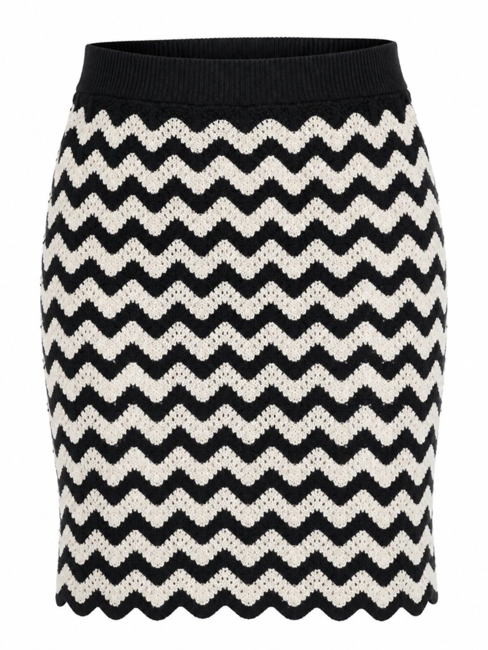 Ava & Viv Plus Size 1X Chevron Knit Skirt Black Cream Textured Stretch